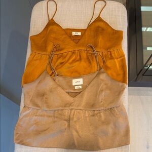 2 Items | Wilfred Satin Camisoles - Copper and Beige XS